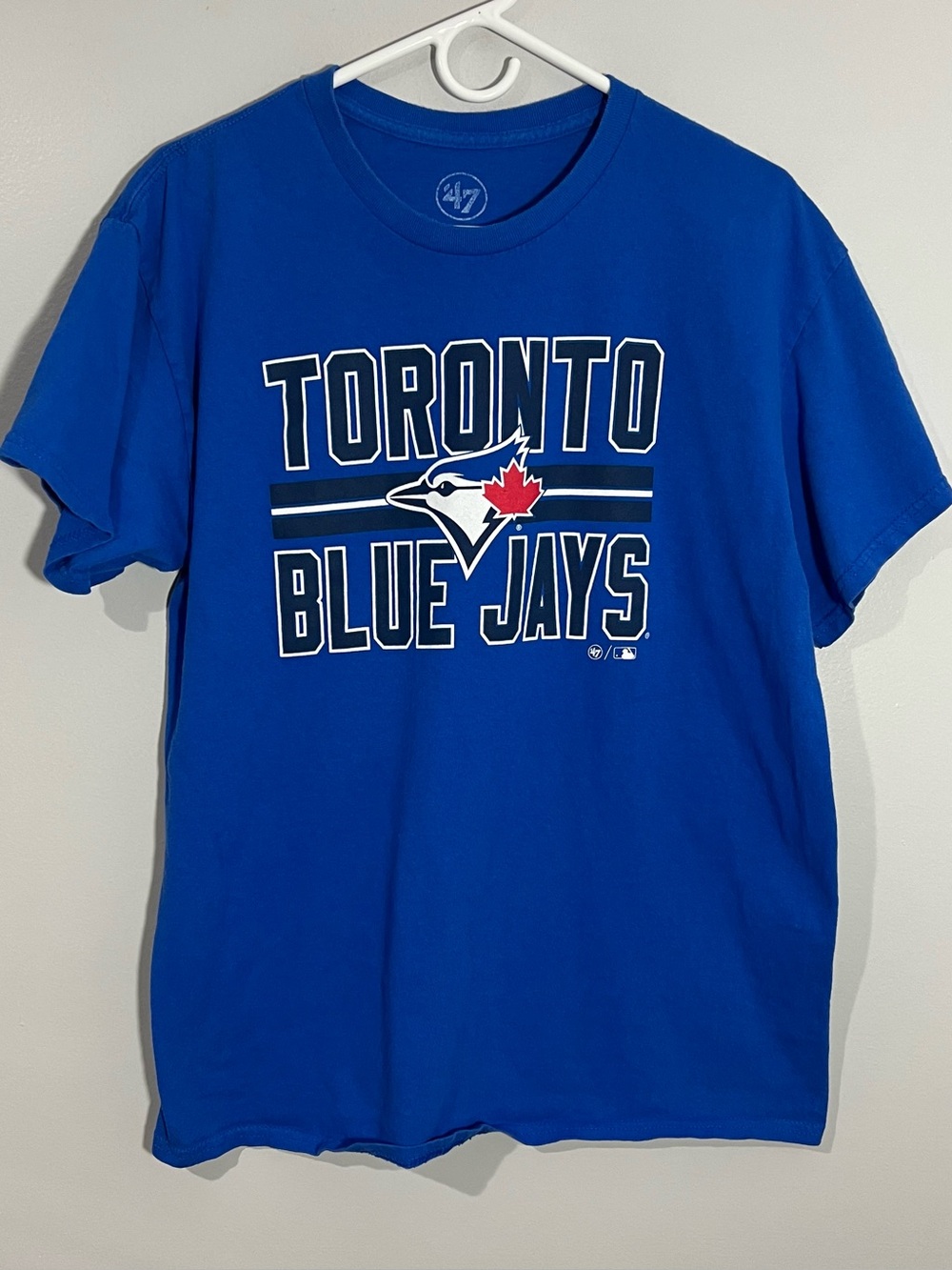 ‘47 Toronto Blue Jays Baseball Blue White Red Short Sleeve T-Shirt Mens Large
